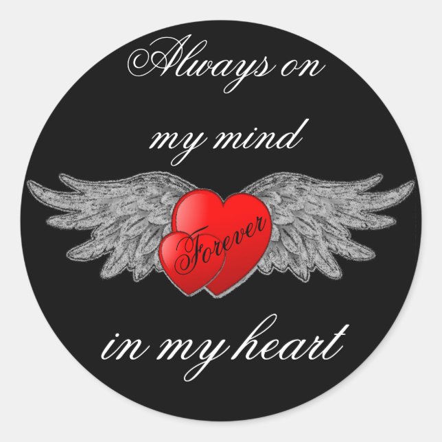 Sticker Rond Coeur avec les ailes et Citation (Devant)