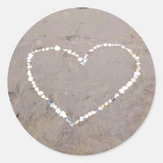 Sticker Rond Coeur Beach Shell