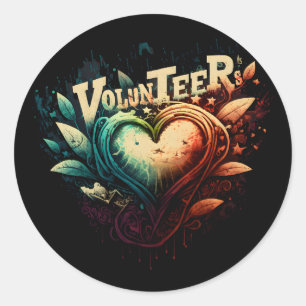 Sticker Rond Coeur bénévole