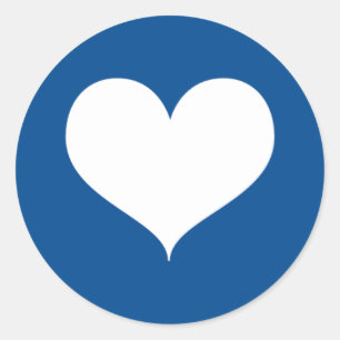 Sticker Rond Coeur blanc sur Arrière - plan bleu Cobalt