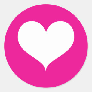 Sticker Rond Coeur blanc sur Arrière - plan rose