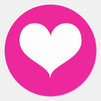 Sticker Rond Coeur blanc sur Arrière - plan rose