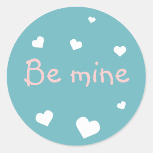 Sticker Rond Coeur bleu amour Saint Valentin fête personnalisée