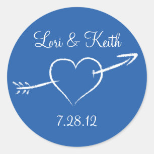 Sticker Rond Coeur bleu et flèche