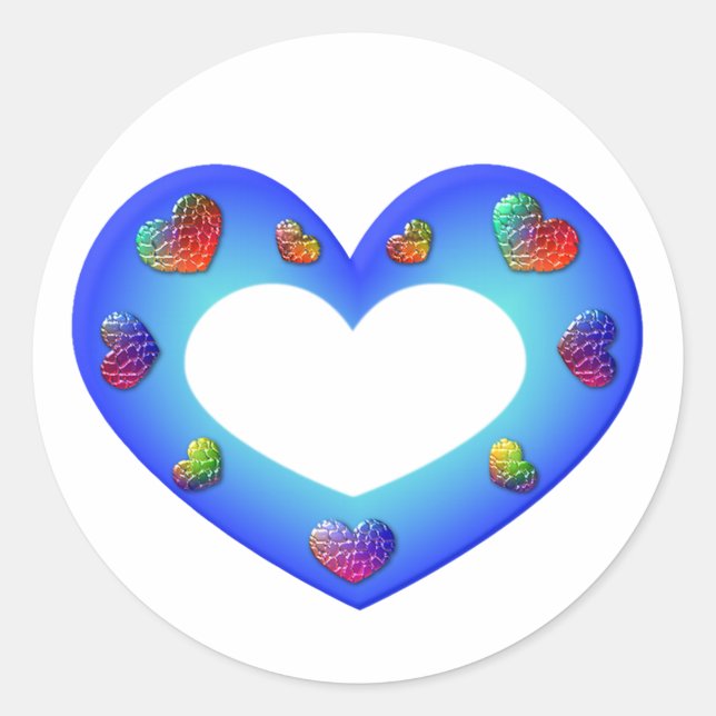 Sticker Rond Coeur bleu sauvage (Devant)