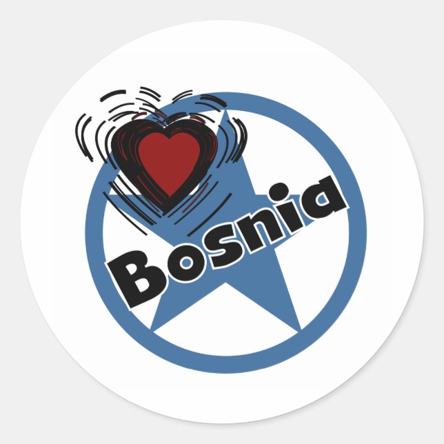 Sticker Rond Coeur Bosnie (Devant)