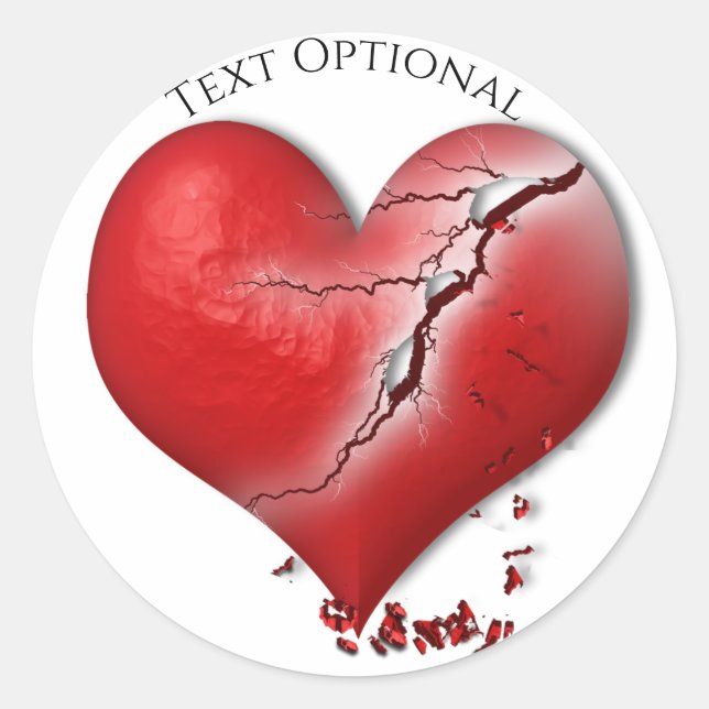 Sticker Rond Coeur brisé anti Saint Valentin (Devant)