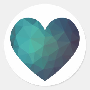 Sticker Rond Coeur brisé géométrique bleu haute technologie