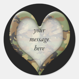Sticker Rond Coeur Camouflage