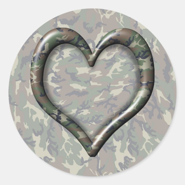 Sticker Rond Coeur Camouflage (Devant)