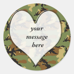 Sticker Rond Coeur Camouflage