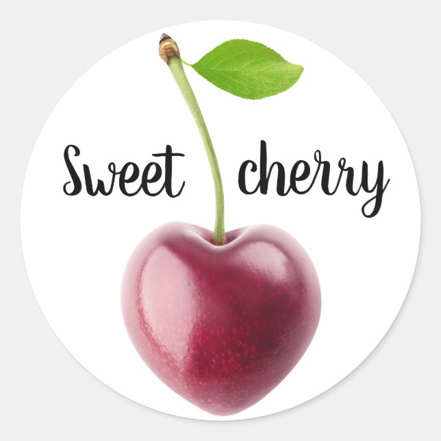 Sticker Rond Coeur cerise (Devant)