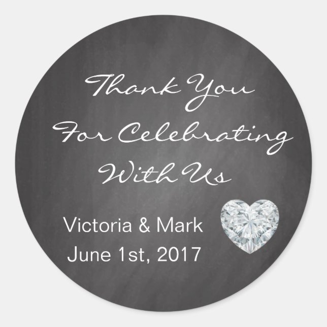 Sticker Rond Coeur Chalkboard personnalisé Faveurs de mariage (Devant)