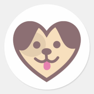 Sticker Rond Coeur chiot