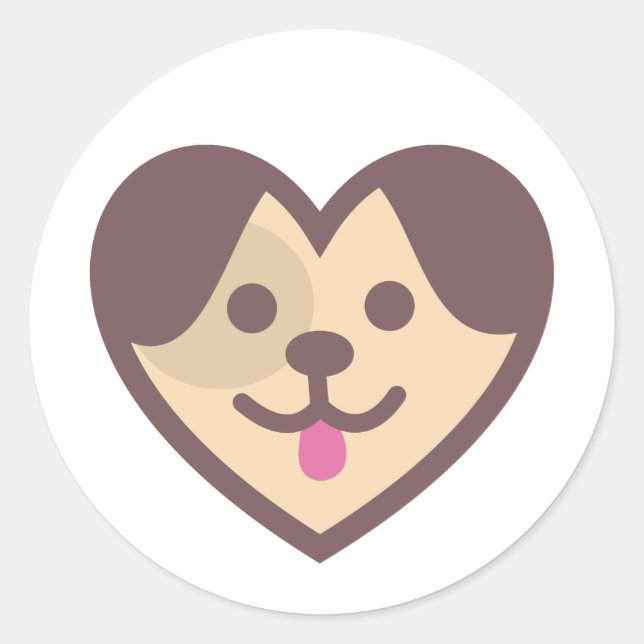 Sticker Rond Coeur chiot (Devant)