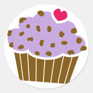 Sticker Rond Coeur Choco Chip Blueberry Cupcake