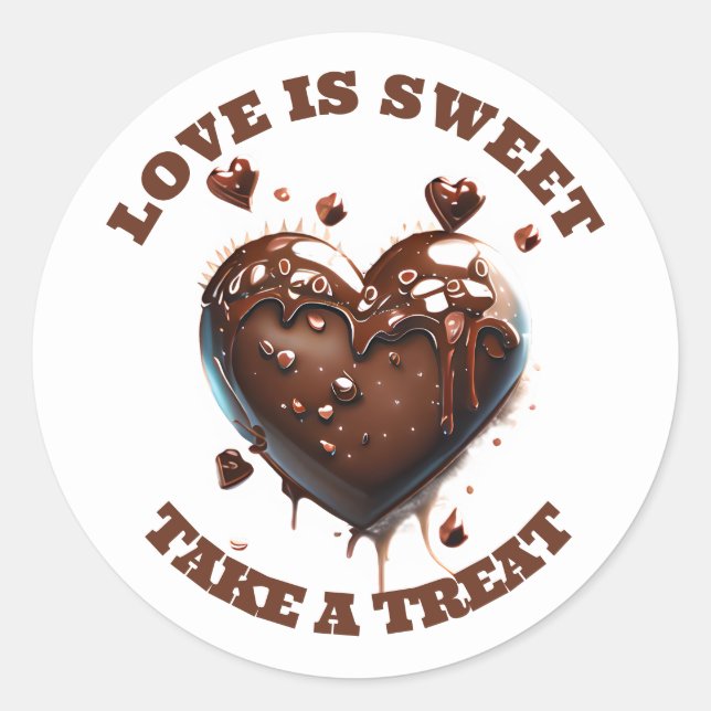 Sticker Rond Coeur chocolat réaliste amour sucré faveur (Devant)