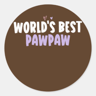 Sticker Rond Coeur coloré Drôle Monde meilleur Pawpaw dire