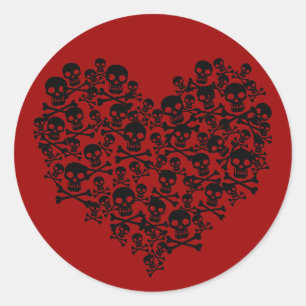 Sticker Rond Coeur crâne