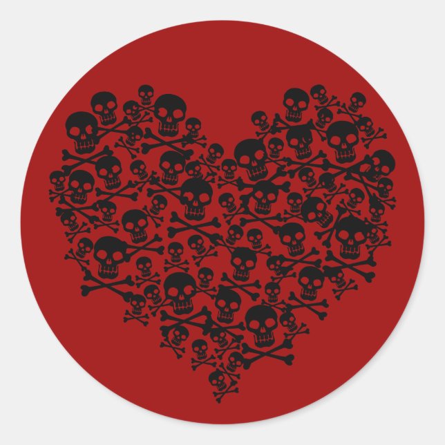 Sticker Rond Coeur crâne (Devant)