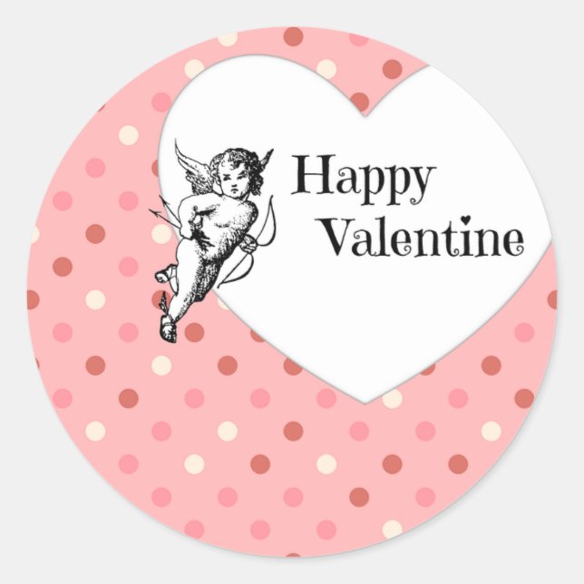 Sticker Rond Coeur croustillant rose pastel Valentine (Devant)