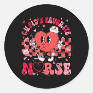 Sticker Rond Coeur Cupidon Préférée Infirmière Valentines Jour