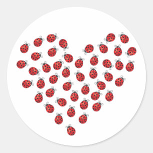 Sticker Rond Coeur d'amour de coccinelle