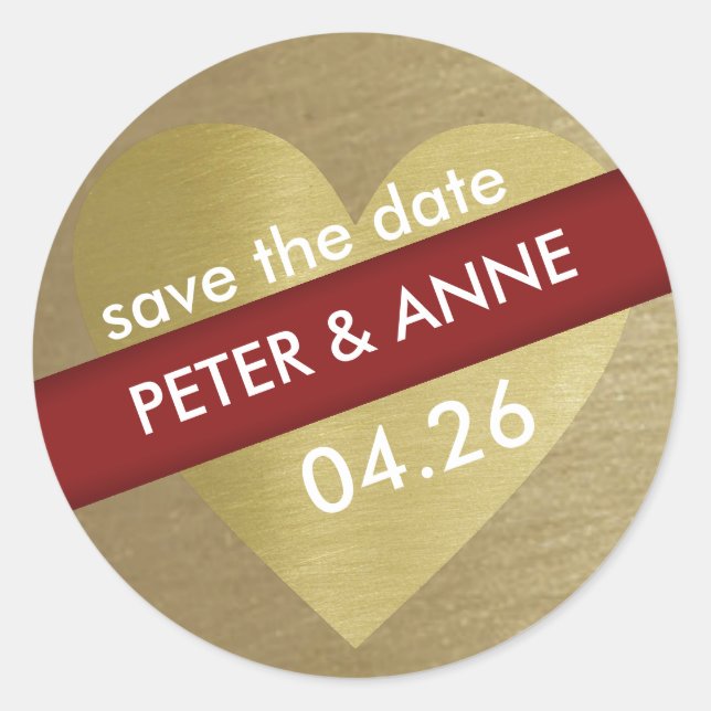 Sticker Rond coeur d'amour or mariage (Devant)