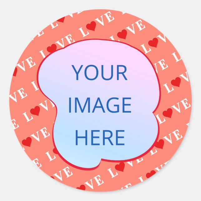 Sticker Rond Coeur d'amour orange (Devant)