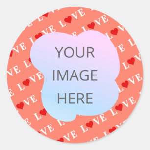 Sticker Rond Coeur d'amour orange
