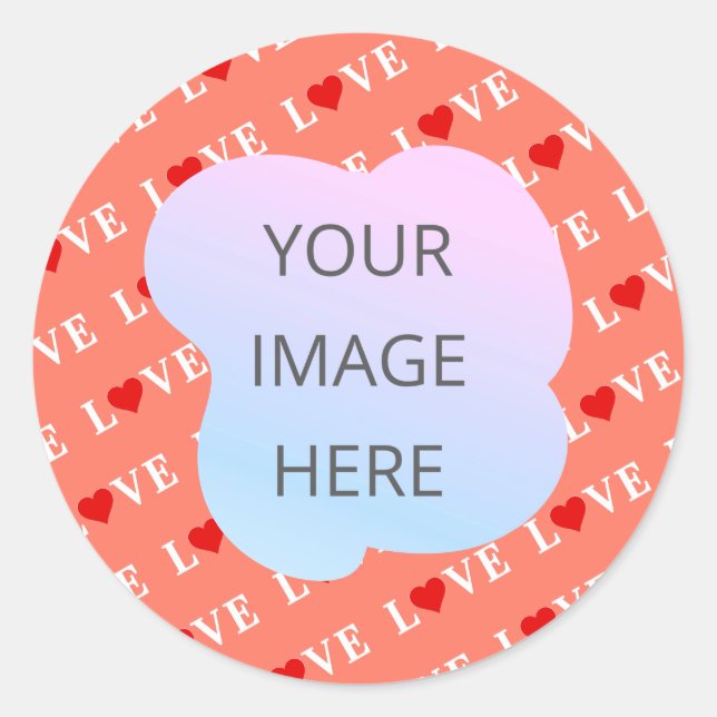 Sticker Rond Coeur d'amour orange (Devant)