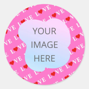 Sticker Rond Coeur d'amour rose élégant