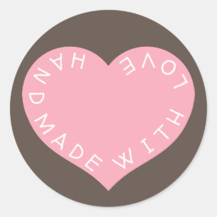 Sticker Rond Coeur d'amour rose fait main