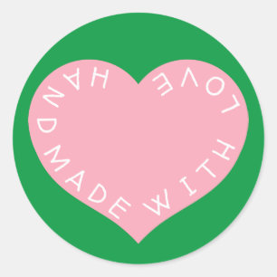 Sticker Rond Coeur d'amour rose fait main