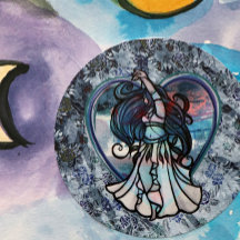 Coeur d'amour turquoise et violet danseuse du vent