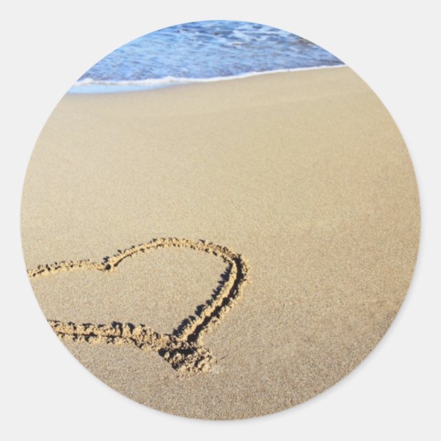 Sticker Rond Coeur dans le sable (Devant)