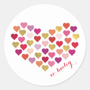 Sticker Rond Coeur d'autocollant personnalisé par   de coeurs