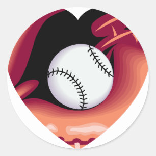Sticker Rond Coeur de base-ball