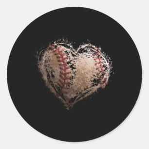 Sticker Rond Coeur de baseball Joyeux Valentines Jour de baseba
