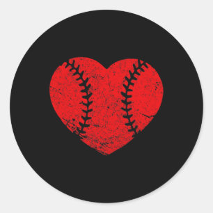 Sticker Rond Coeur de baseball vintage Saint Valentin Garçons F