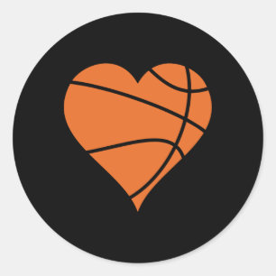 Sticker Rond Coeur de basket-ball 2