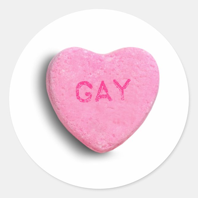 Sticker Rond Cœur de bonbon gay (Devant)