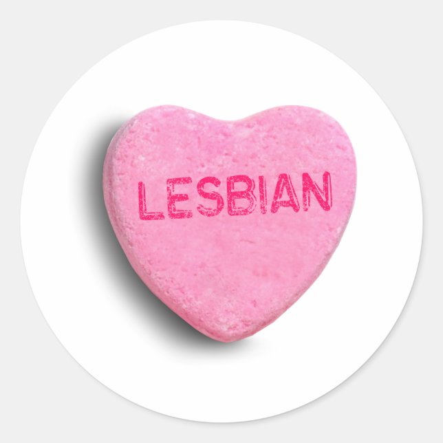 Sticker Rond Cœur de Bonbon Lesbien (Devant)