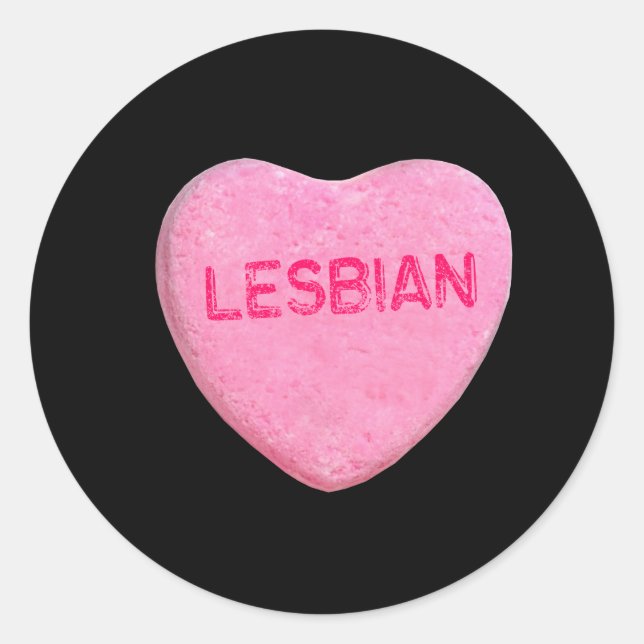 Sticker Rond Cœur de bonbon lesbien (Devant)