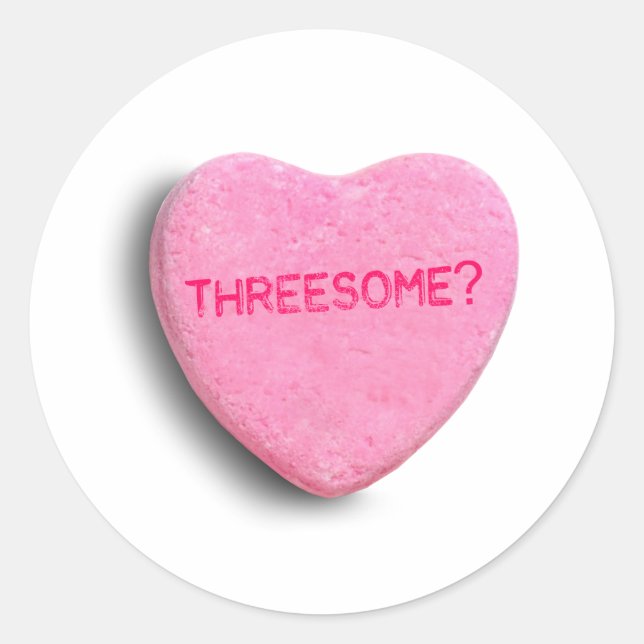 Sticker Rond Cœur de bonbon pour trois (Devant)