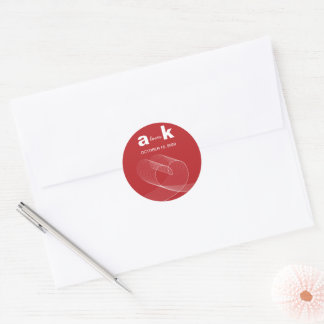 Sticker Rond Coeur de boucle moderne Lignes d'amour simples Mar