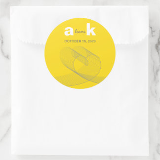 Sticker Rond Coeur de boucle moderne Lignes d'amour simples Mar