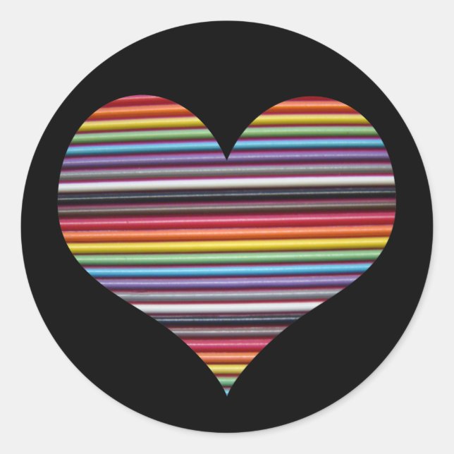 Sticker Rond Coeur de câble Rainbow Ribbon (Devant)