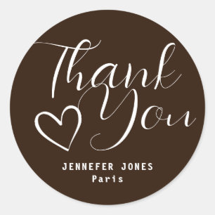 Sticker Rond Cœur de calligraphie au chocolat minimaliste simpl