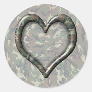 Sticker Rond Coeur de camouflage